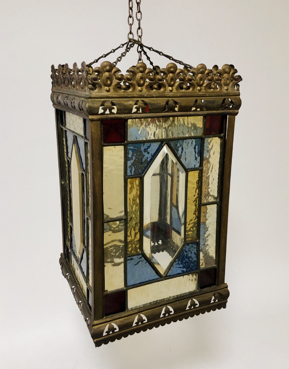 Antique Victorian Leaded Glass Hall Lantern  View VI