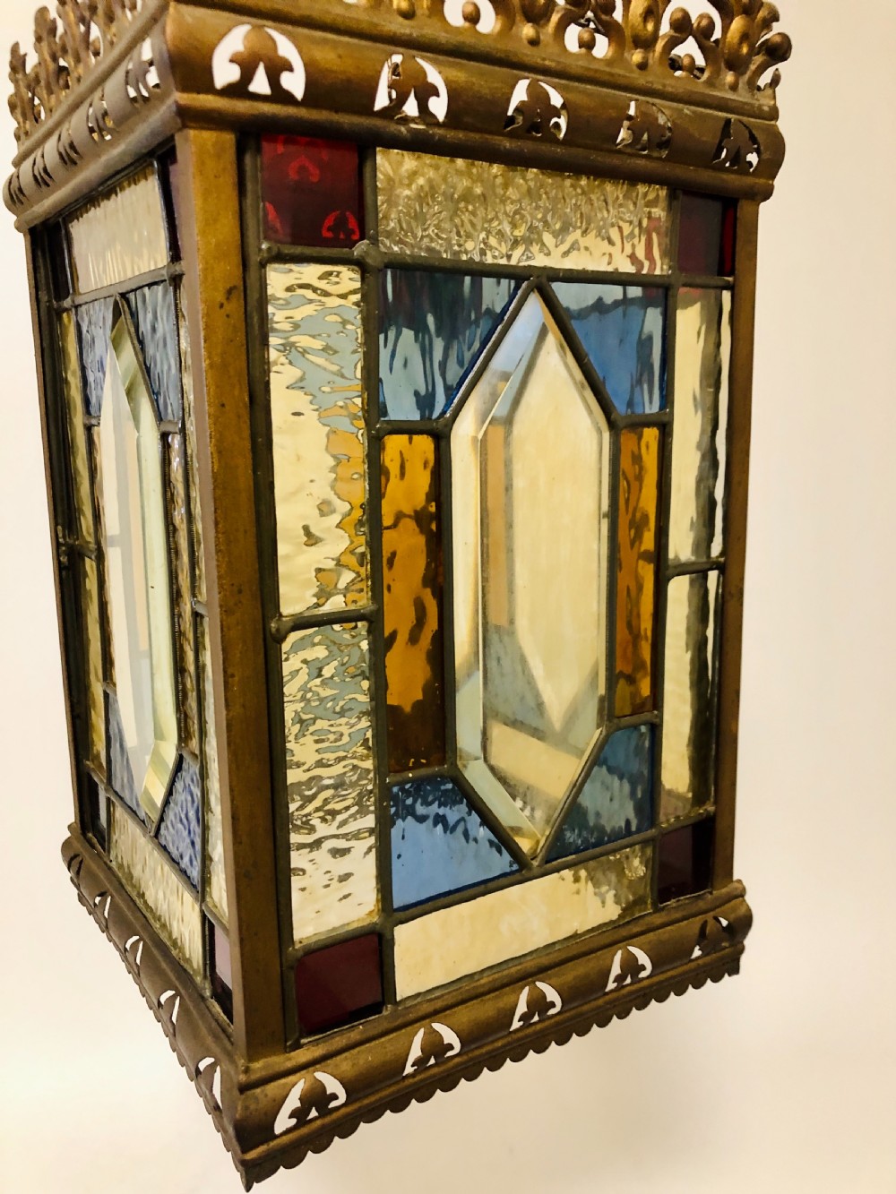 Antique Victorian Leaded Glass Hall Lantern  View VII