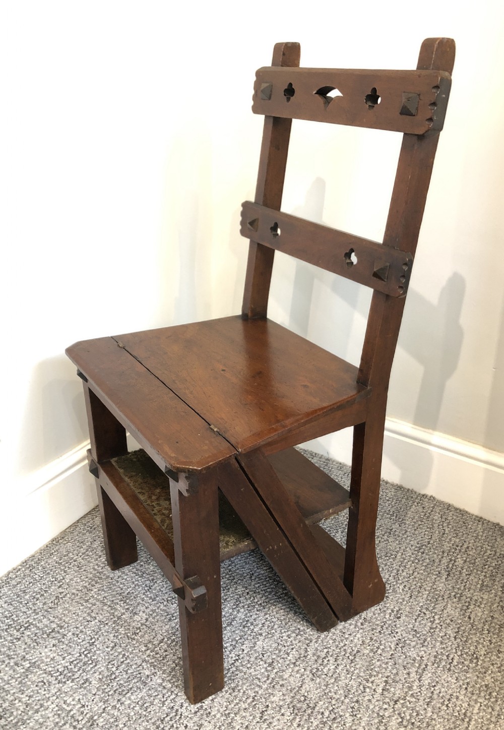 Antique Victorian Mahogany Metamorphic Library Step Chair  View X