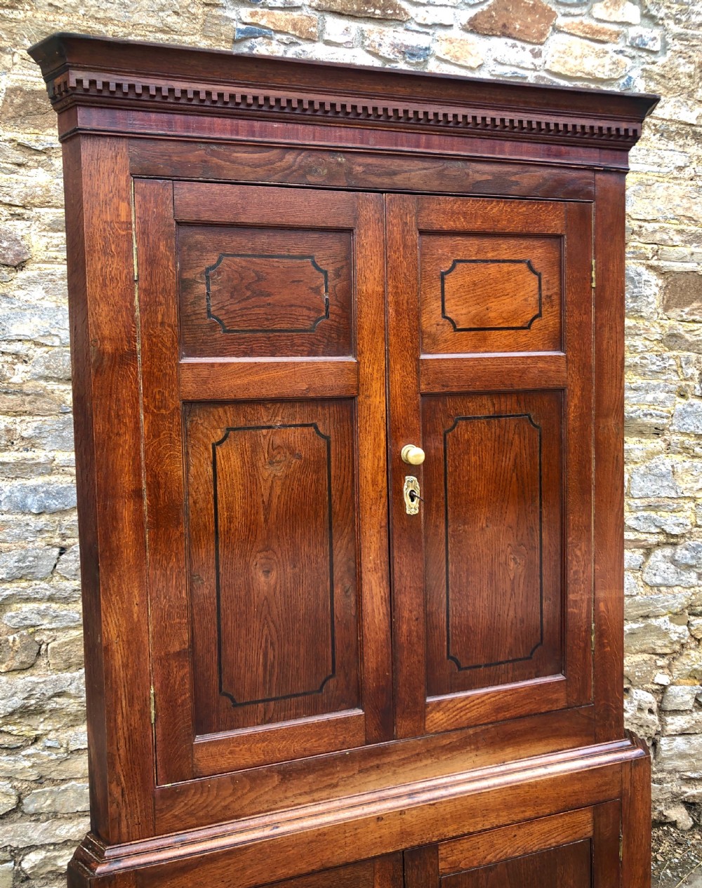 Large Georgian Oak Floorstanding Corner Cupboard  View V