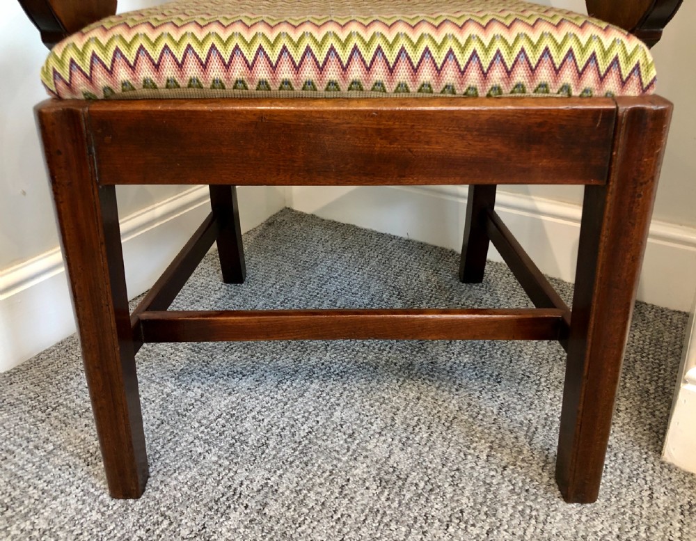 Antique Georgian Mahogany Carver Chair with Scroll Arms View X