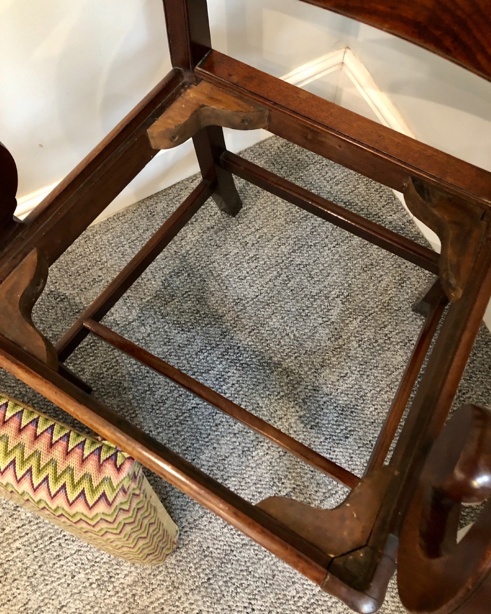 Antique Georgian Mahogany Carver Chair with Scroll Arms View XIV