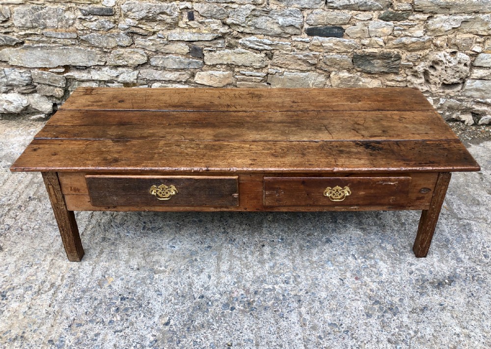 Large Antique 18th Century Oak Farmhouse Coffee Table  View II