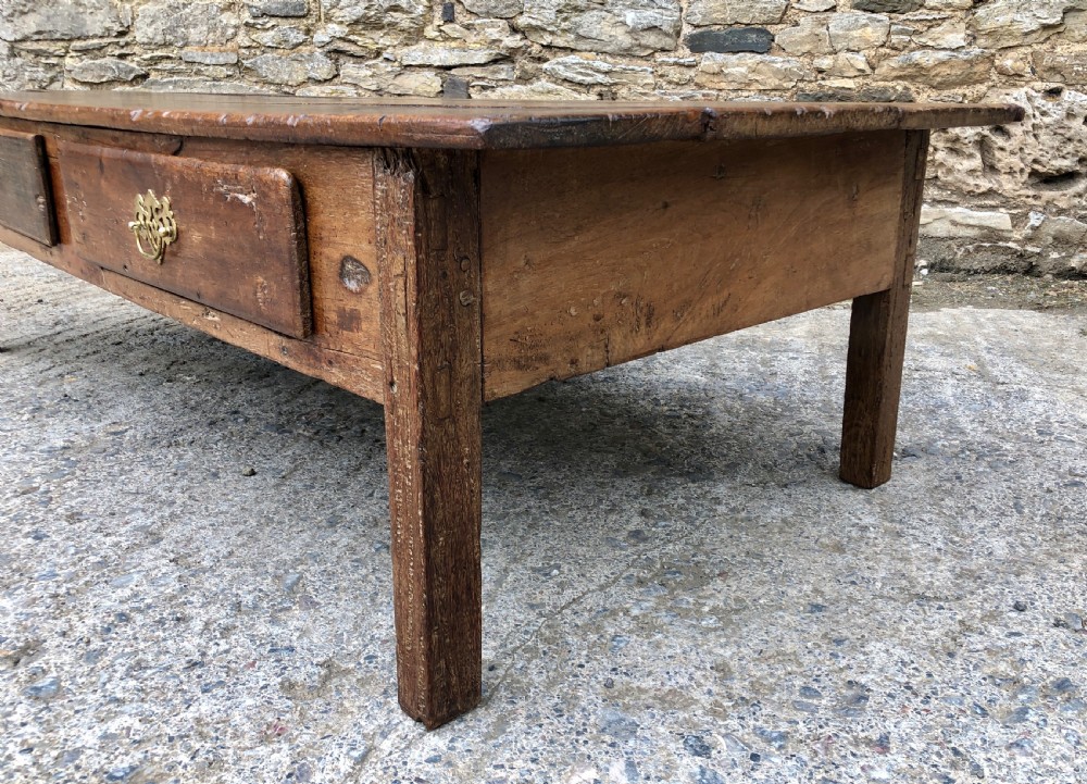 Large Antique 18th Century Oak Farmhouse Coffee Table  View IV