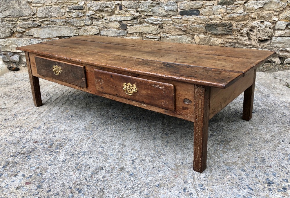 Large Antique 18th Century Oak Farmhouse Coffee Table  View V