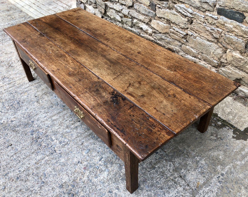 Large Antique 18th Century Oak Farmhouse Coffee Table  View X