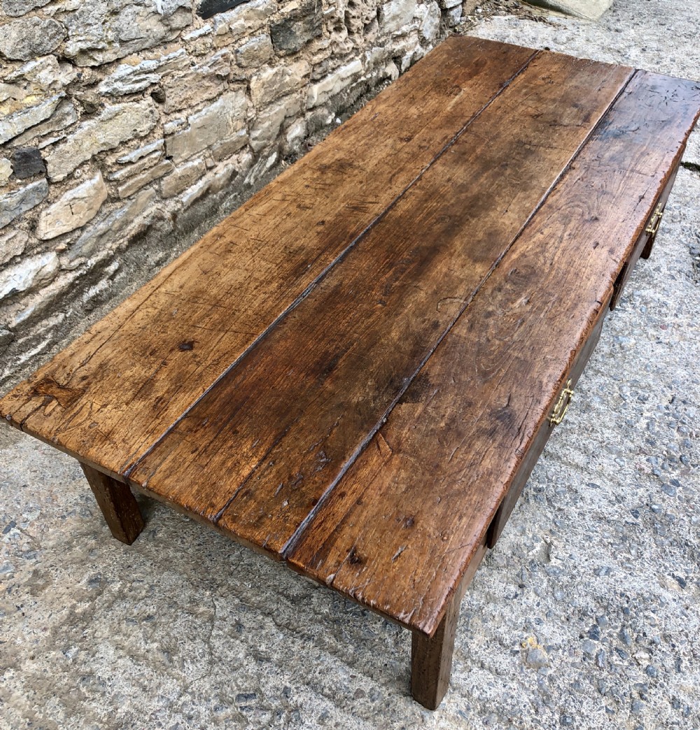 Large Antique 18th Century Oak Farmhouse Coffee Table  View XI