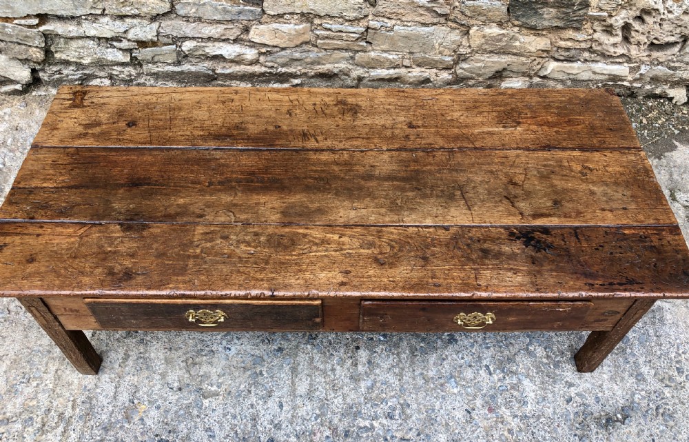 Large Antique 18th Century Oak Farmhouse Coffee Table  View XII