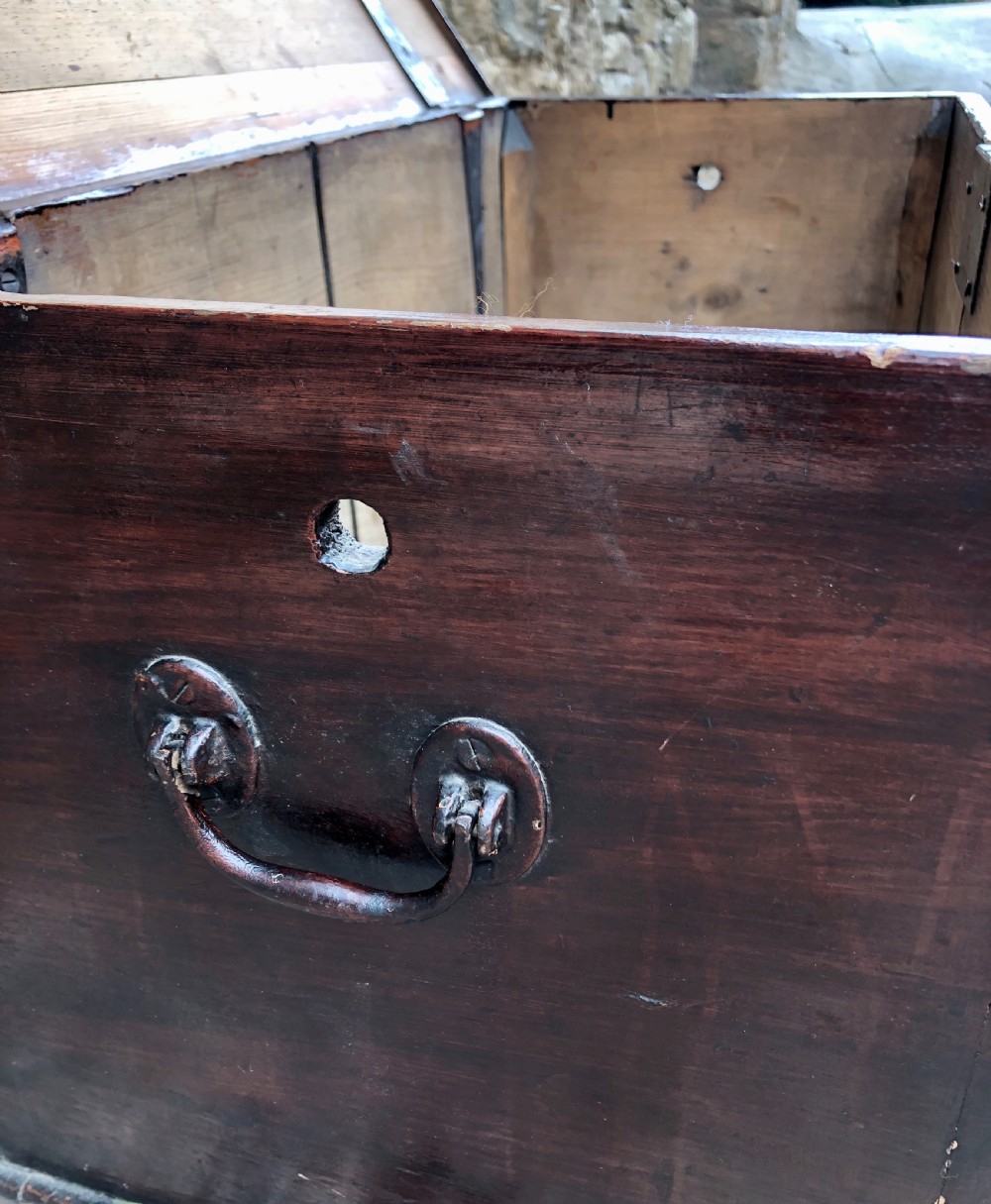 Small Antique Military Stained Pine Trunk View XI