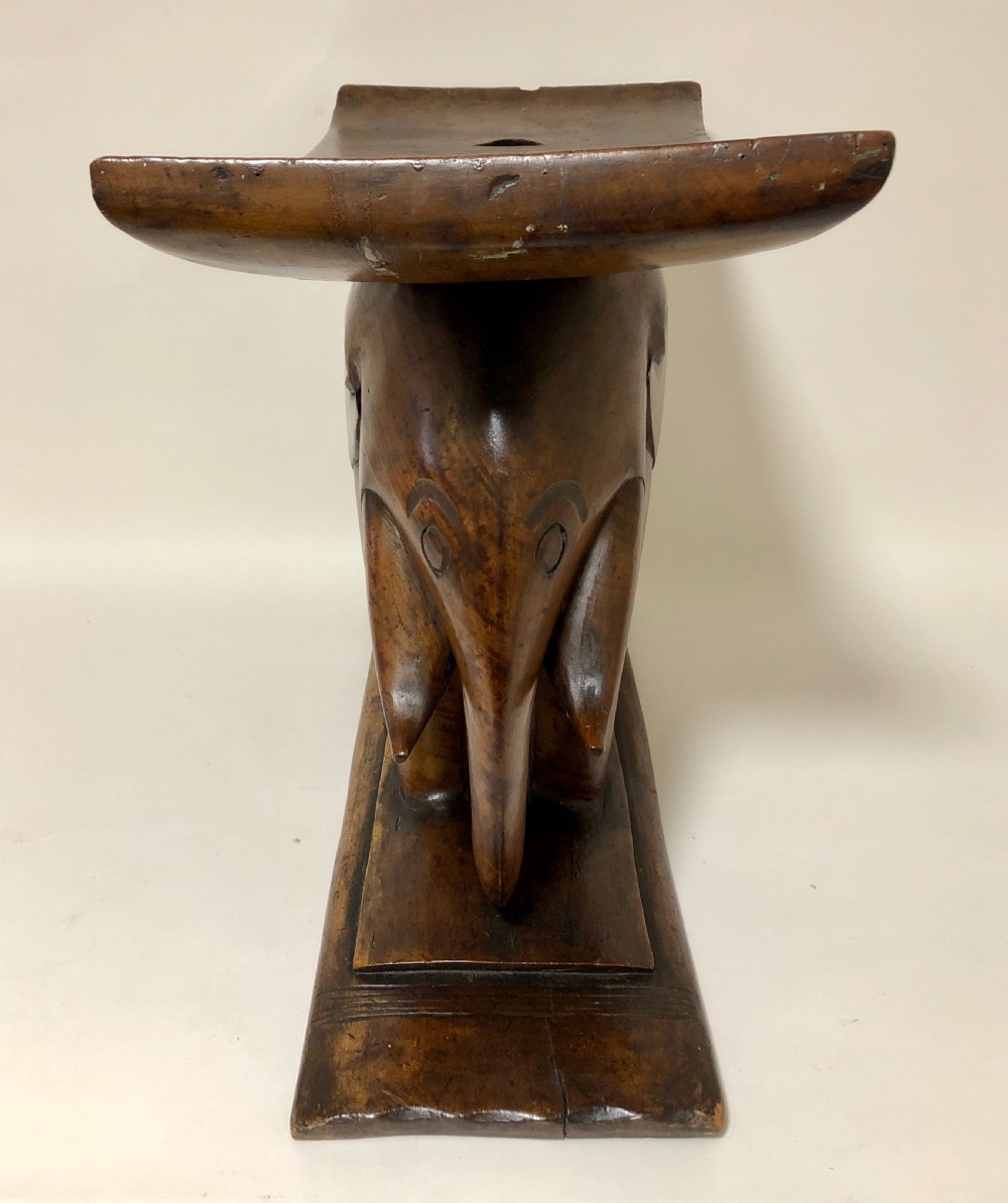 Antique Carved Wood African Elephant Stool Ashanti Tribe Ghana View XI