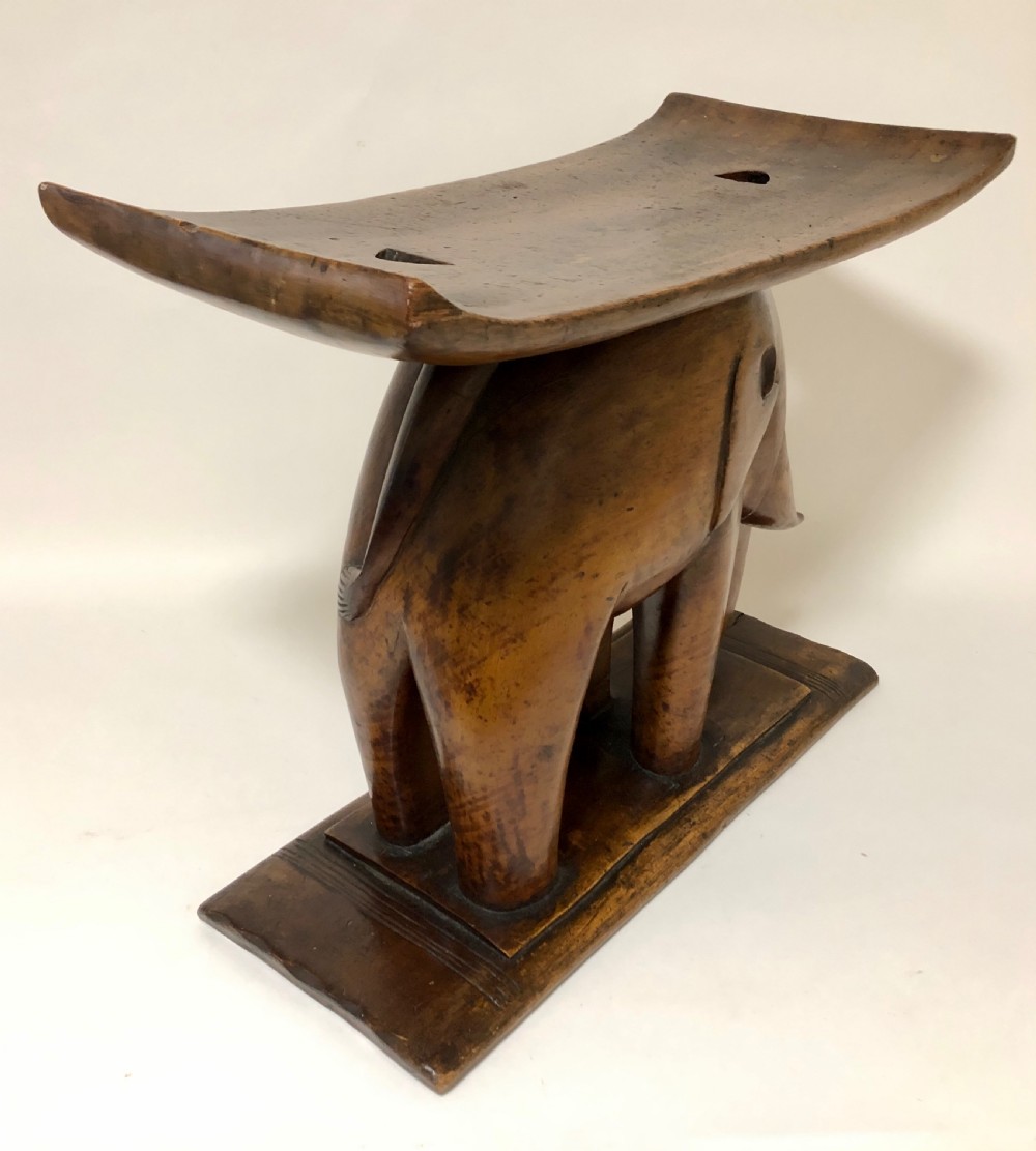 Antique Carved Wood African Elephant Stool Ashanti Tribe Ghana View XII