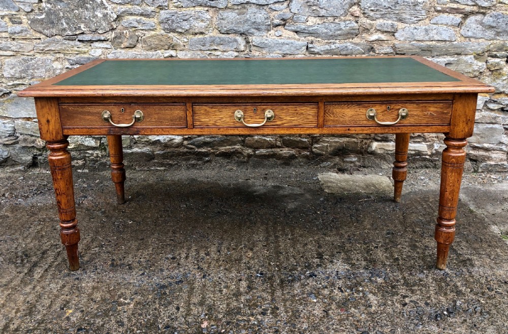 Antique Oak Library Table Desk View II