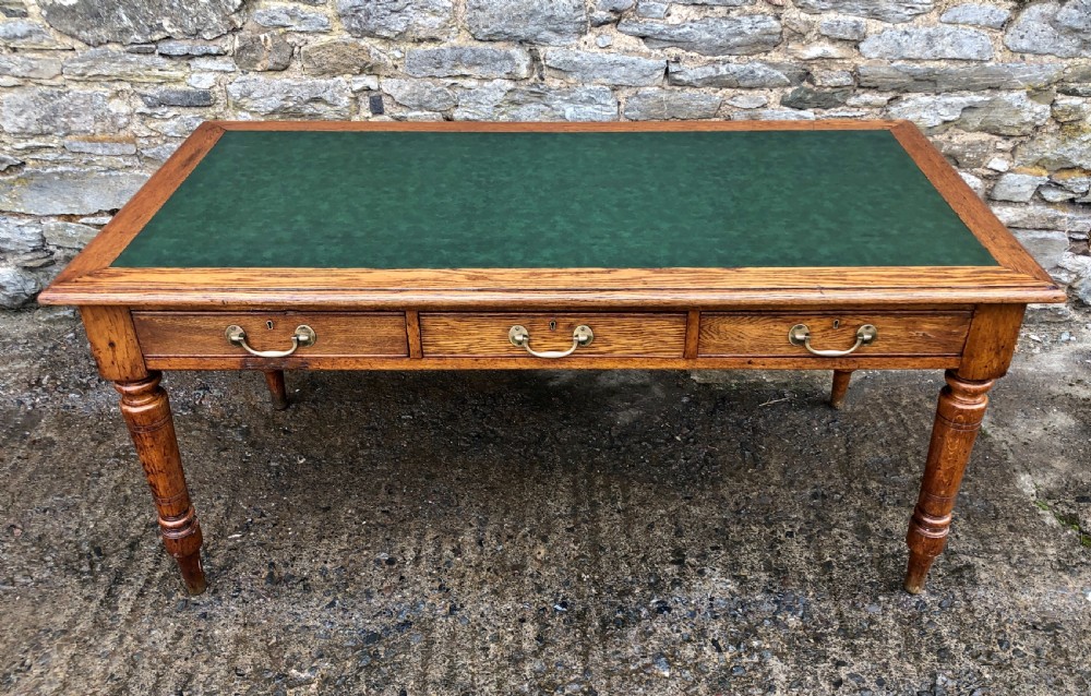 Antique Oak Library Table Desk View III