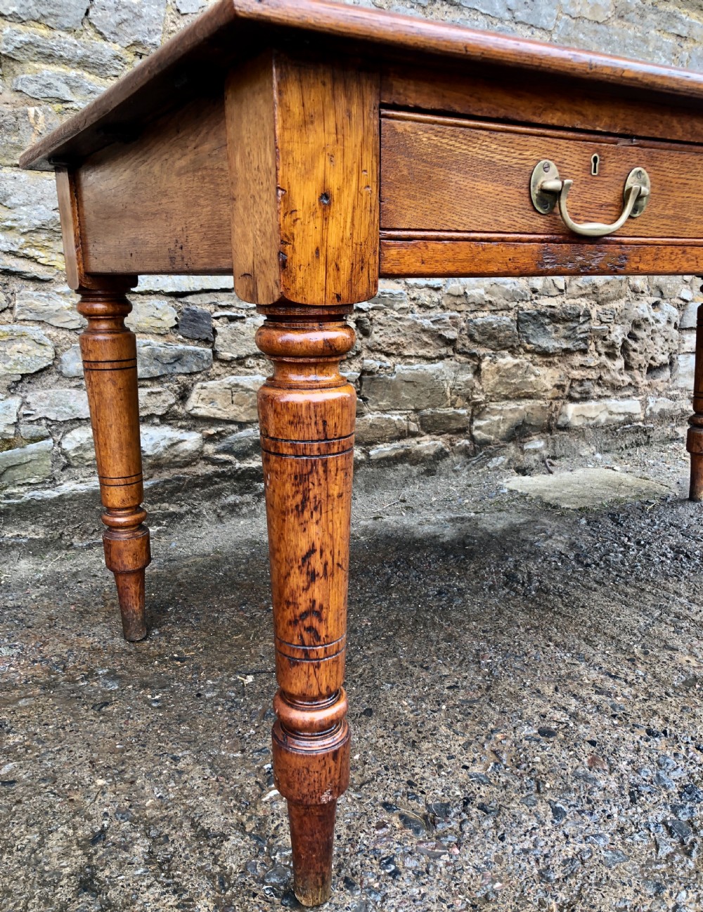 Antique Oak Library Table Desk View VI