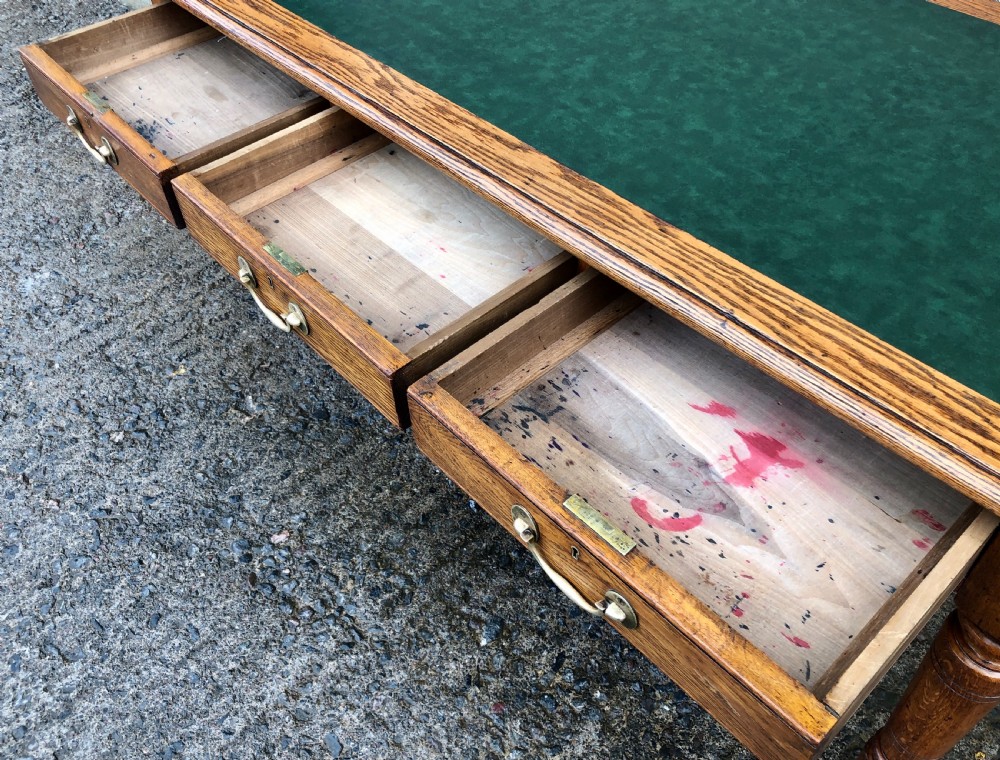 Antique Oak Library Table Desk View VII