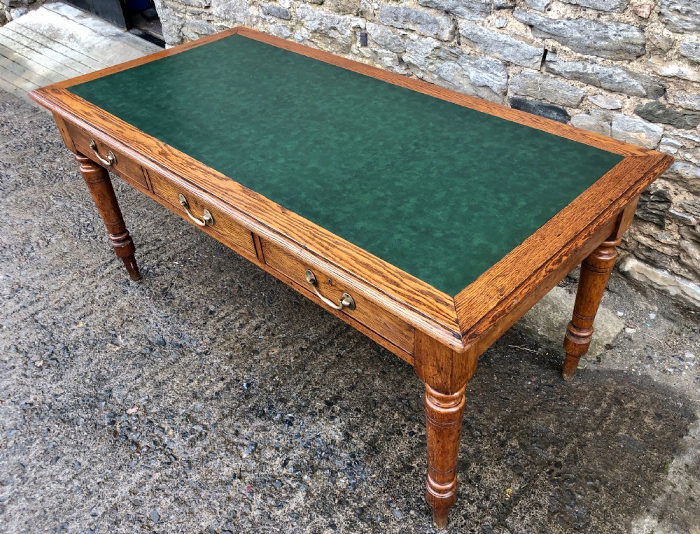 Antique Oak Library Table Desk View IX