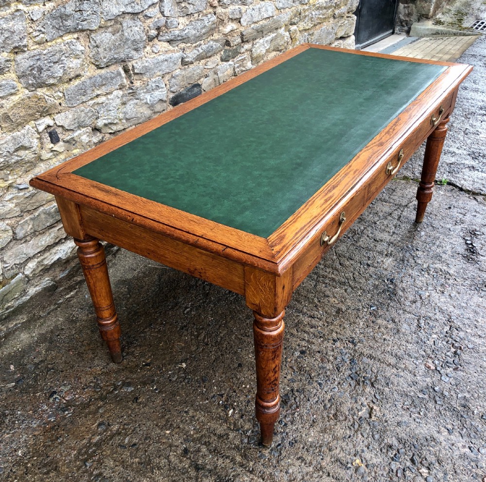 Antique Oak Library Table Desk View X