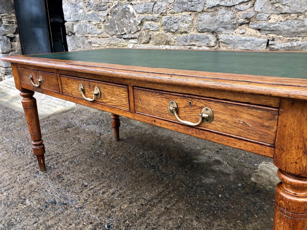 Antique Oak Library Table Desk View XI