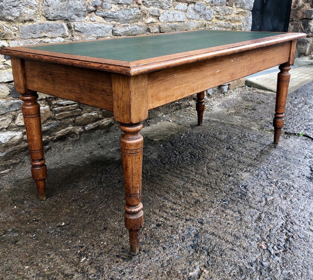 Antique Oak Library Table Desk View XVI