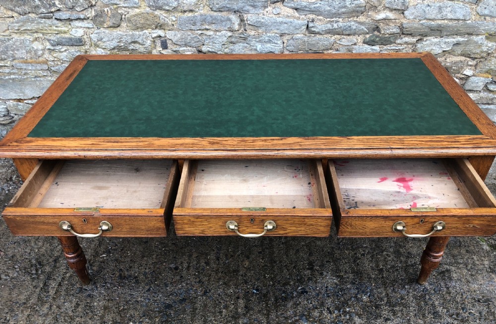 Antique Oak Library Table Desk View XIX