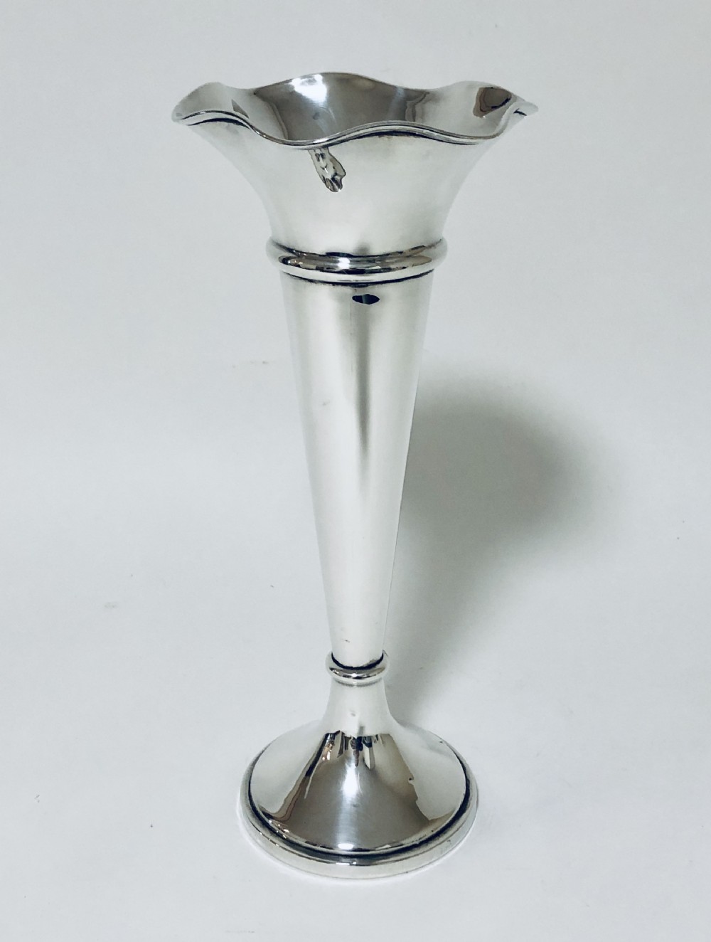 Large Antique Silver Trumpet Vase