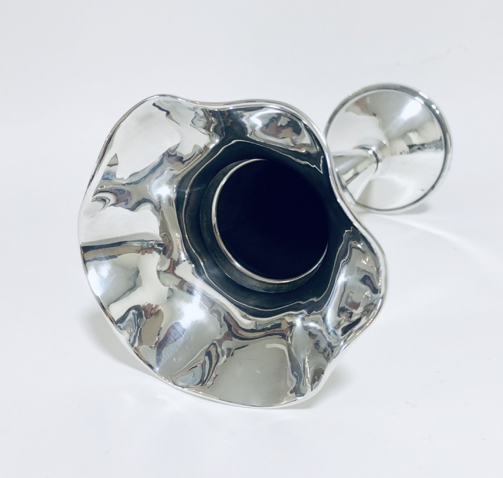 Large Antique Silver Trumpet Vase View VII