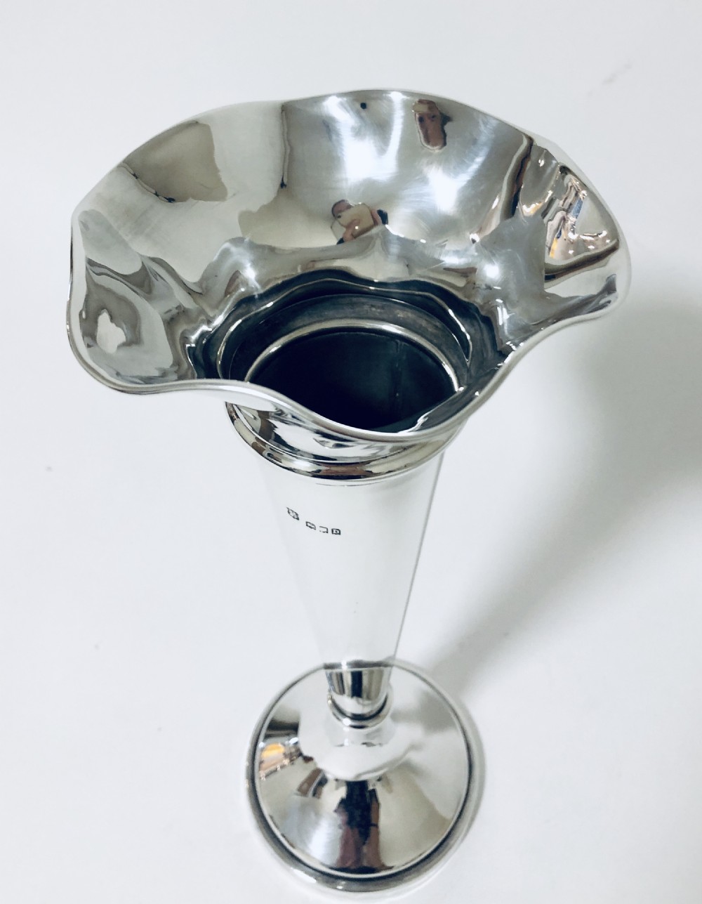 Large Antique Silver Trumpet Vase View IX