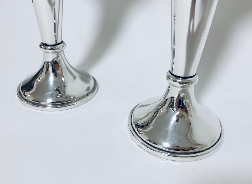 Pair of Antique Silver Trumpet Vases View V
