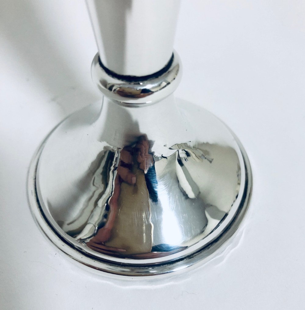 Pair of Antique Silver Trumpet Vases View VIII