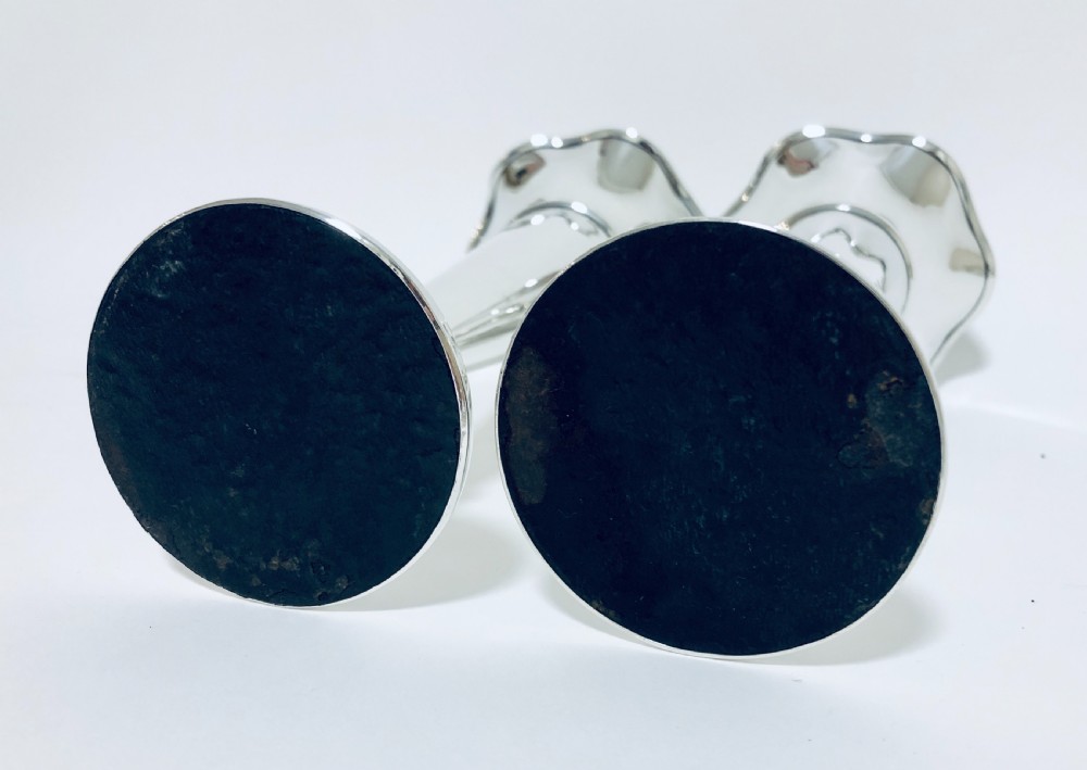 Pair of Antique Silver Trumpet Vases View IX