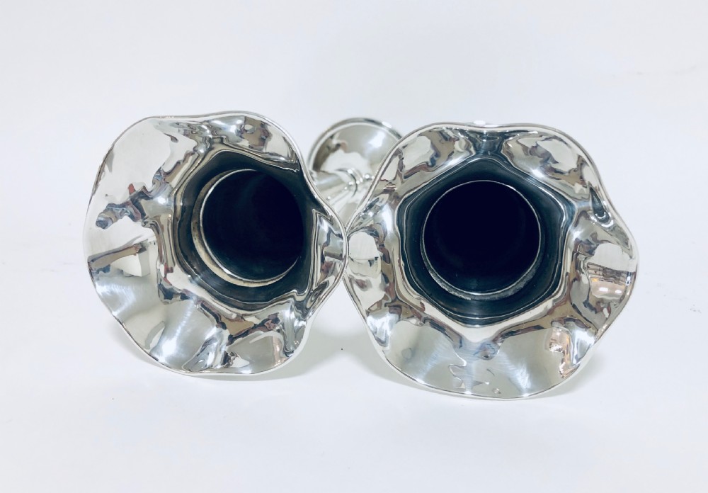 Pair of Antique Silver Trumpet Vases View XI