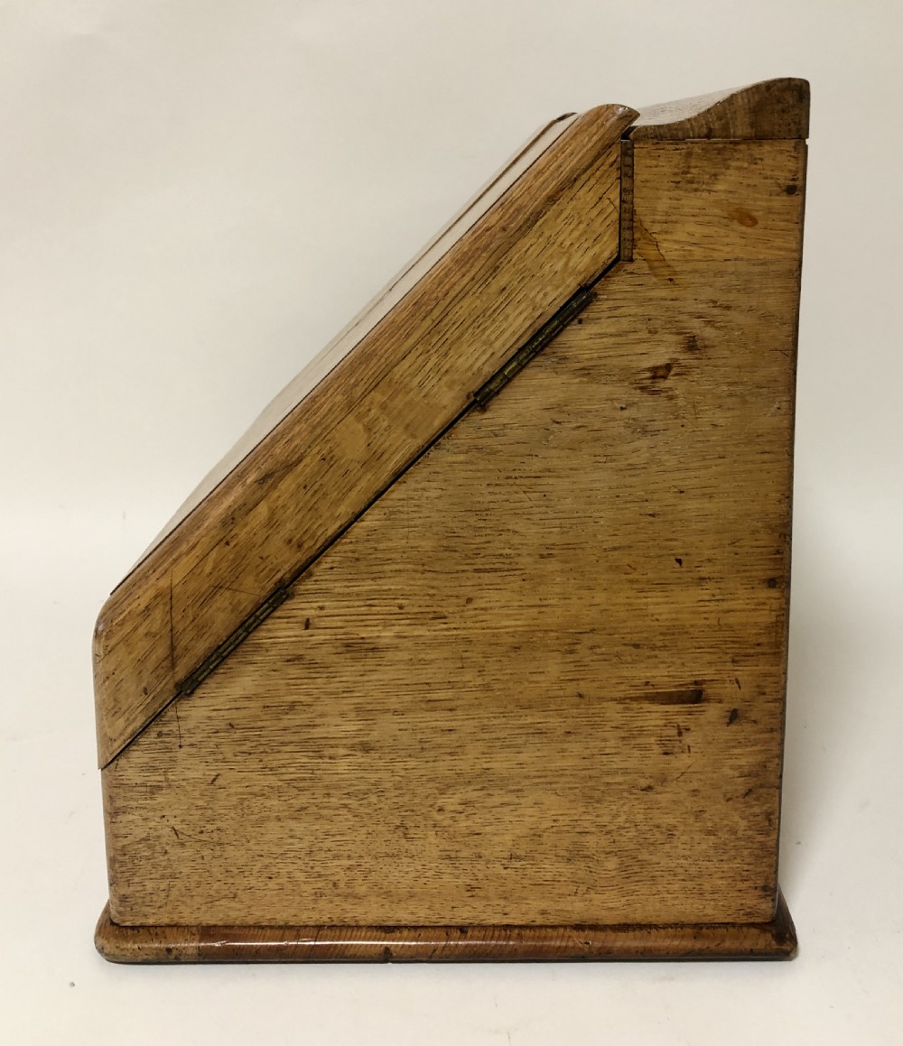 Antique Oak Desktop Stationery Cabinet with Calendar View III