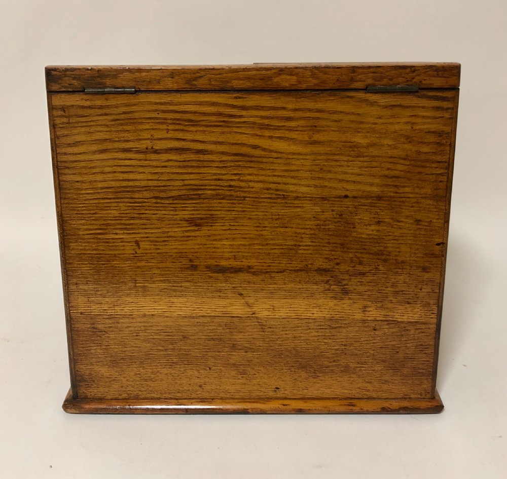 Antique Oak Desktop Stationery Cabinet with Calendar View V