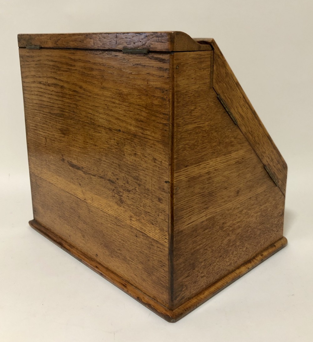 Antique Oak Desktop Stationery Cabinet with Calendar View VI