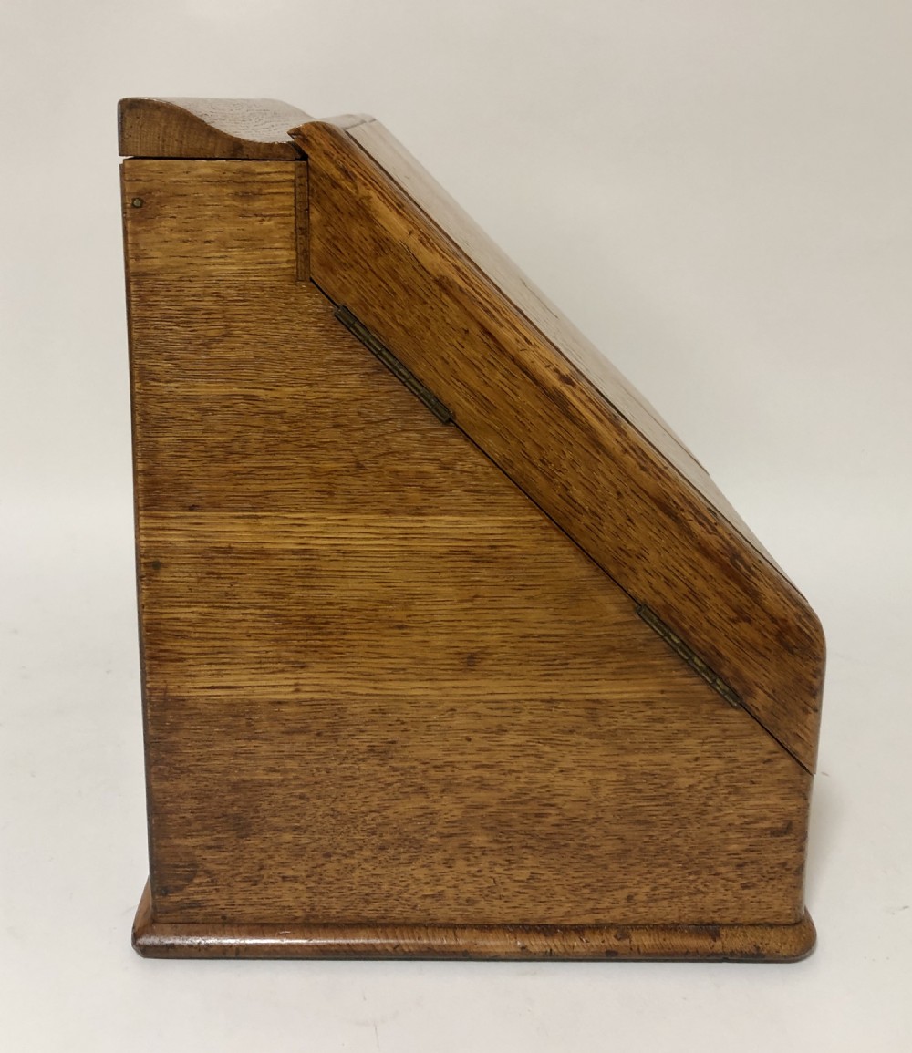 Antique Oak Desktop Stationery Cabinet with Calendar View VII
