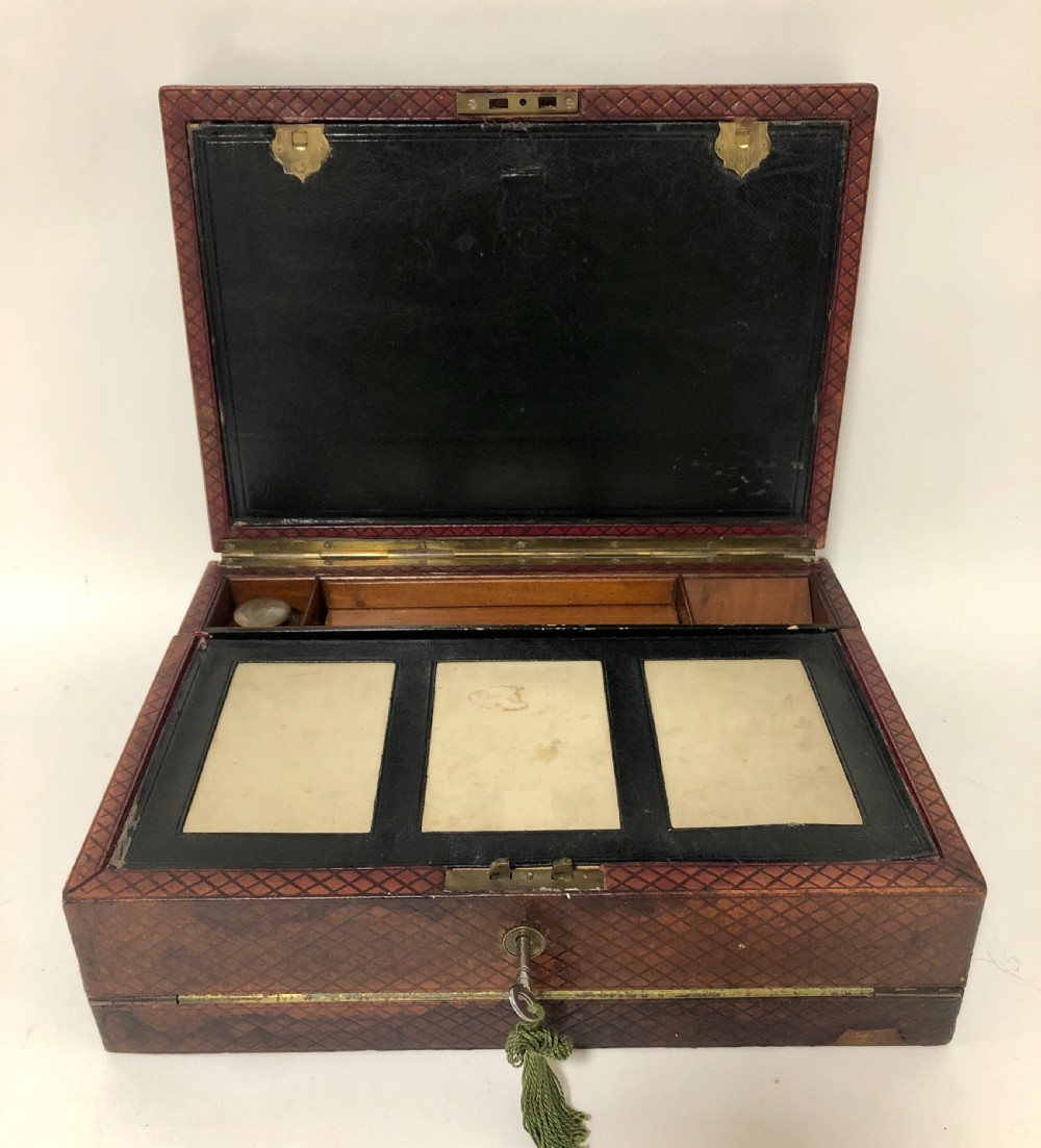 Antique Victorian Leather Writing Document Box