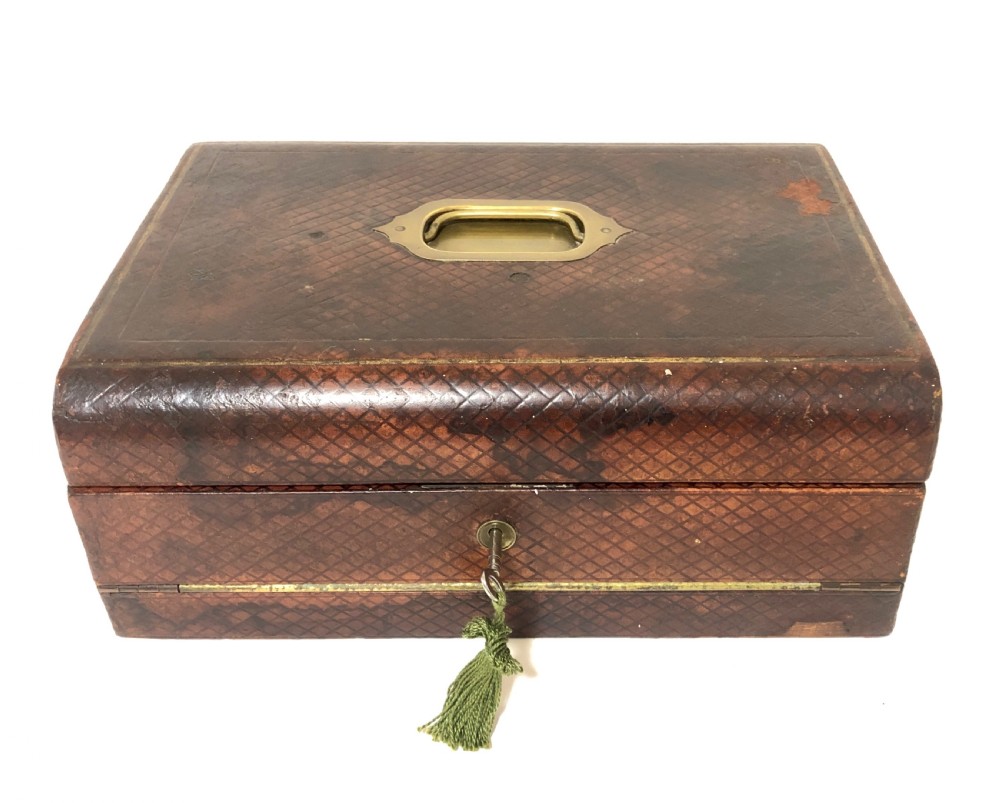 Antique Victorian Leather Writing Document Box View II
