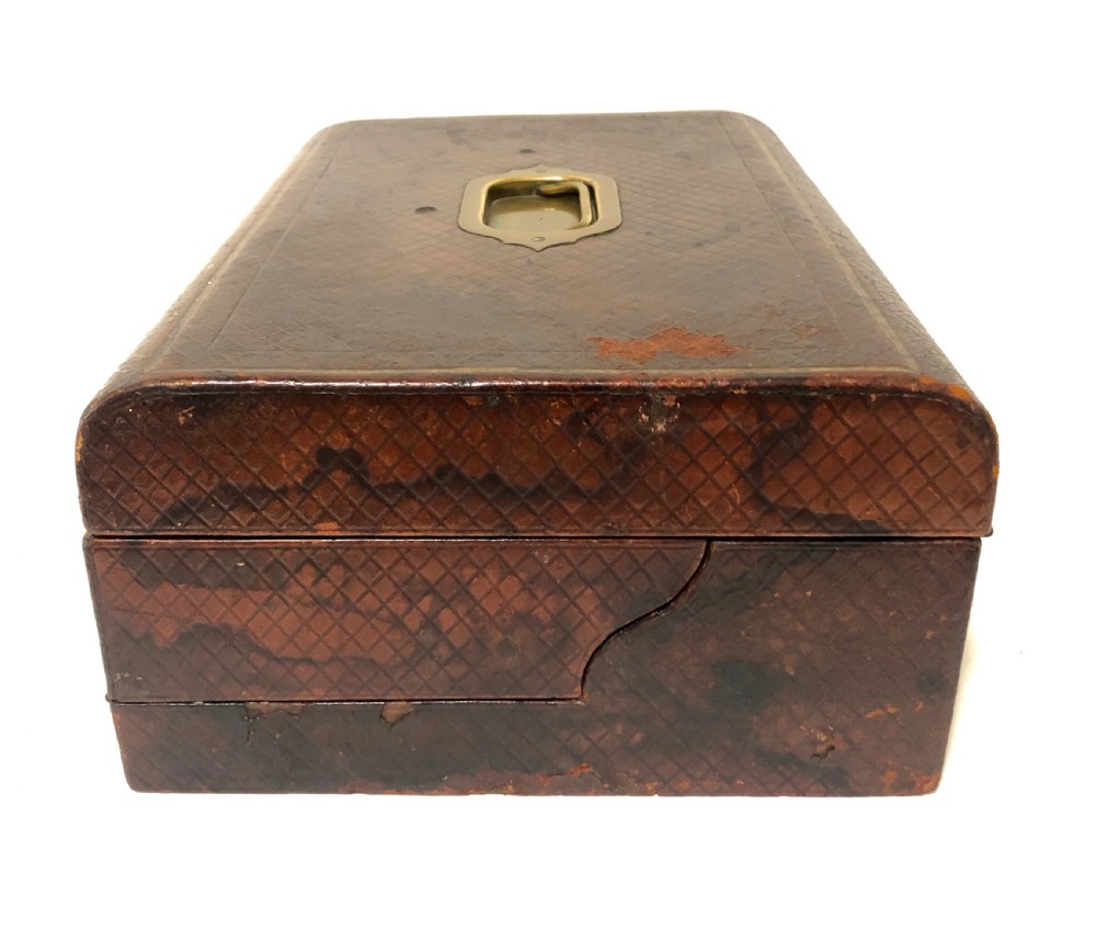 Antique Victorian Leather Writing Document Box View IV