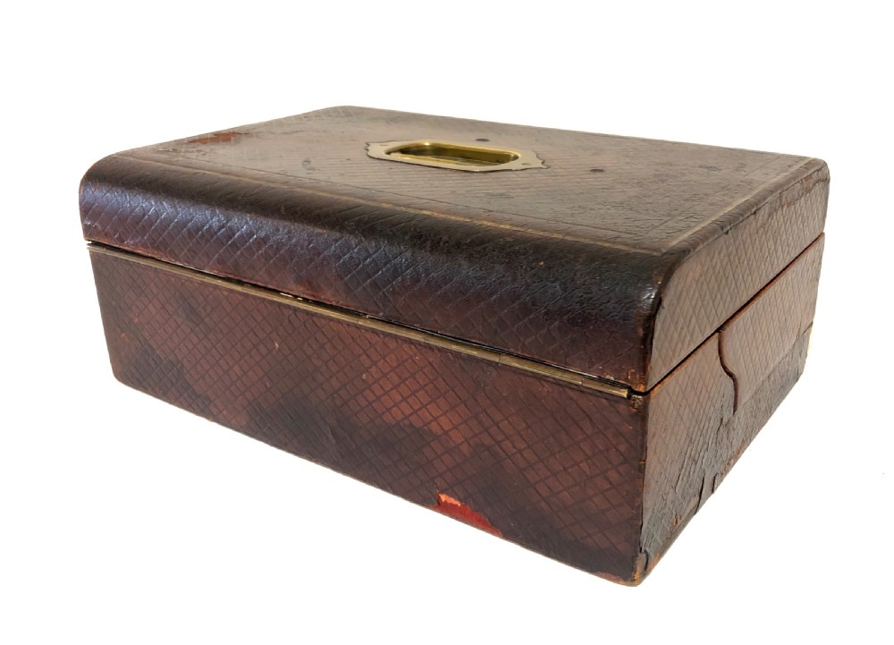 Antique Victorian Leather Writing Document Box View V