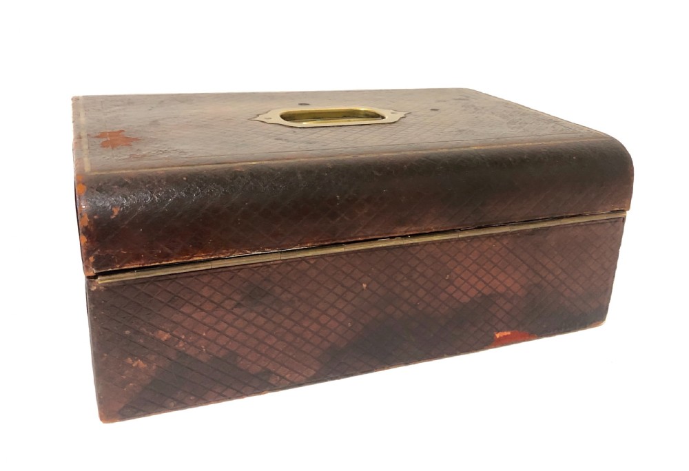 Antique Victorian Leather Writing Document Box View VI
