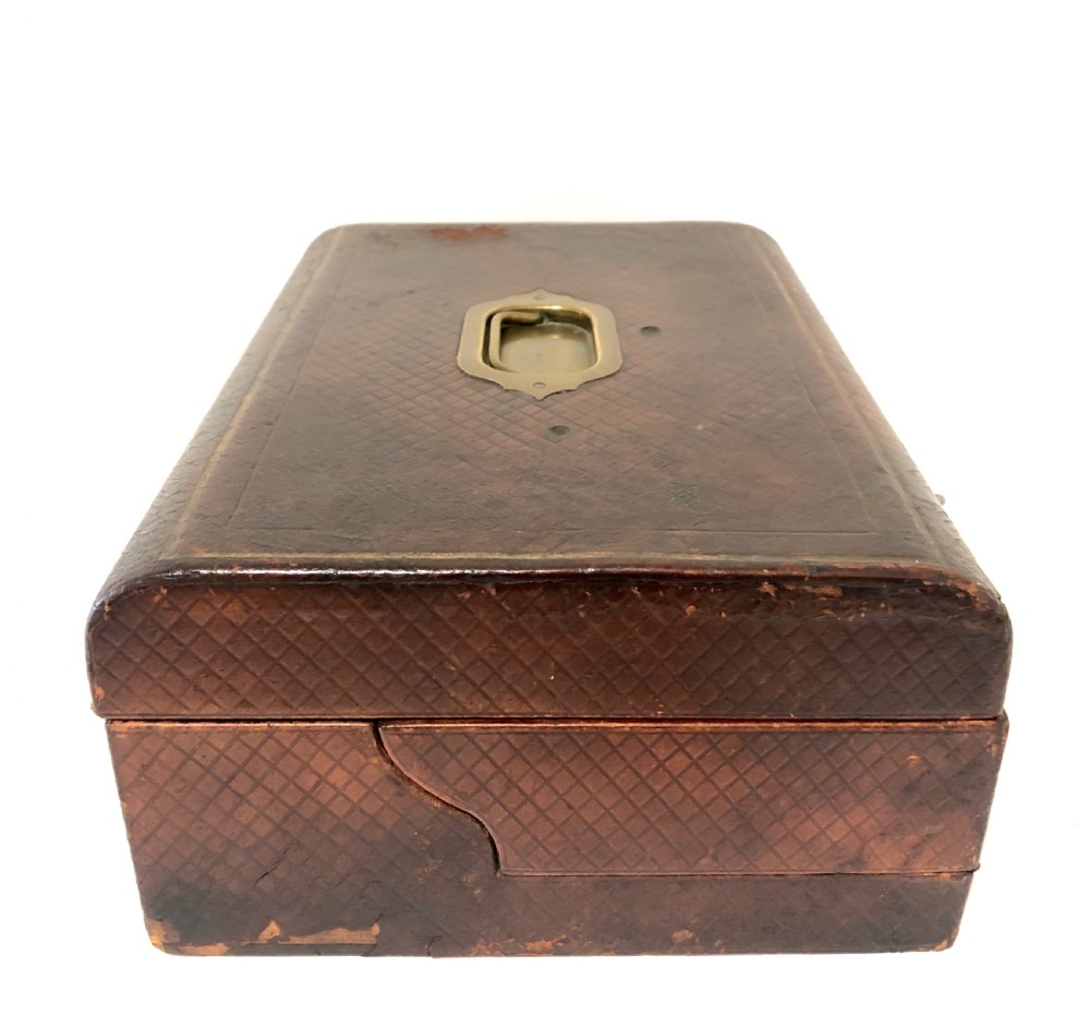 Antique Victorian Leather Writing Document Box View VII