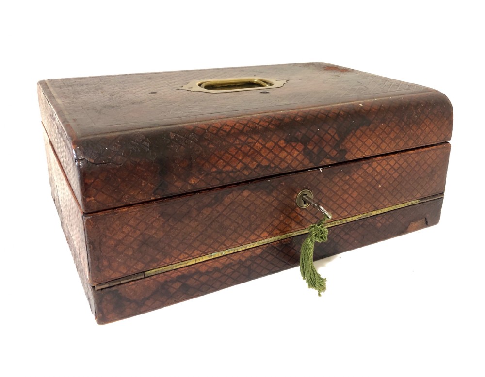 Antique Victorian Leather Writing Document Box View VIII