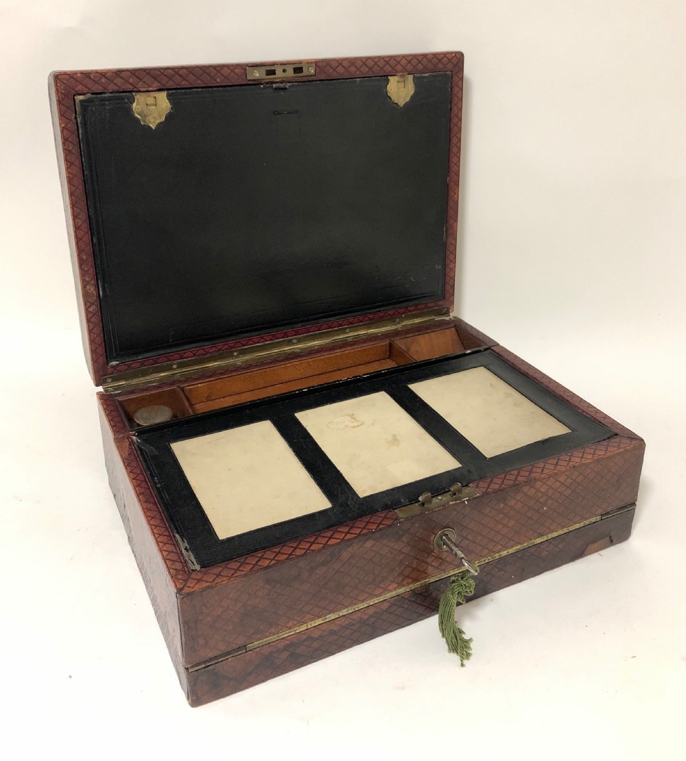 Antique Victorian Leather Writing Document Box View X
