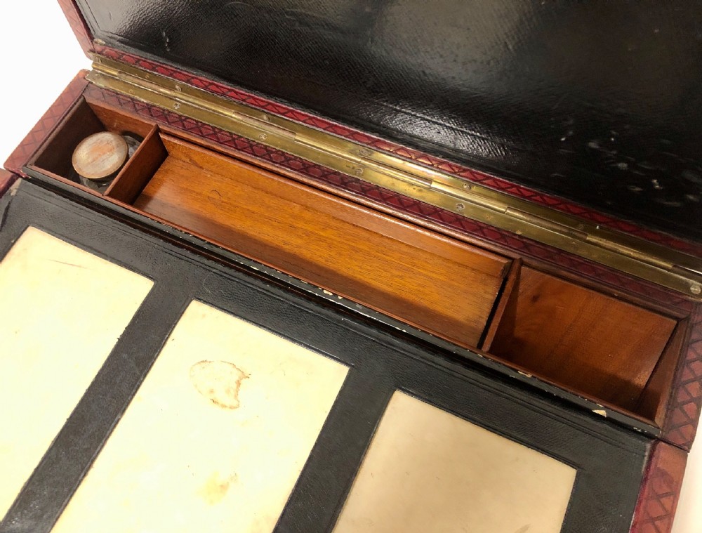 Antique Victorian Leather Writing Document Box View XI