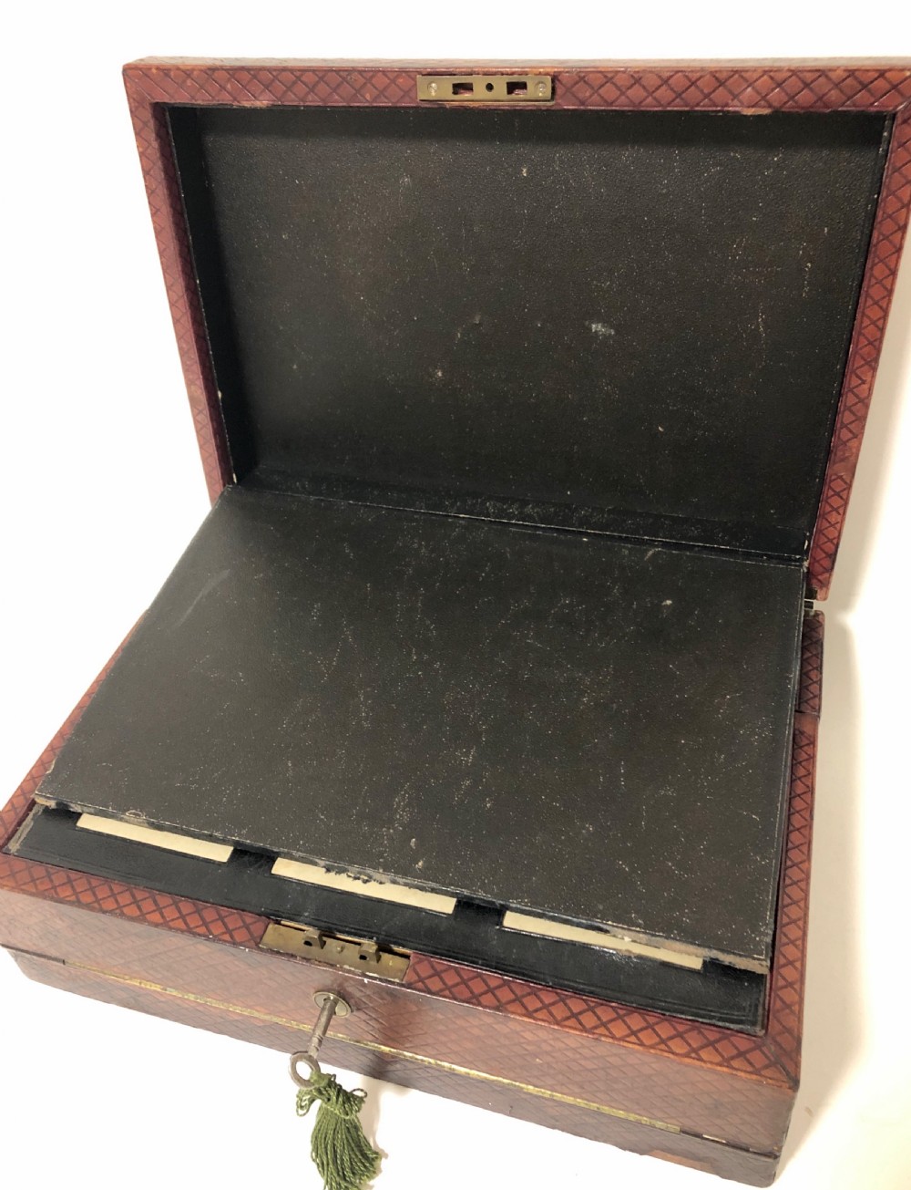 Antique Victorian Leather Writing Document Box View XII