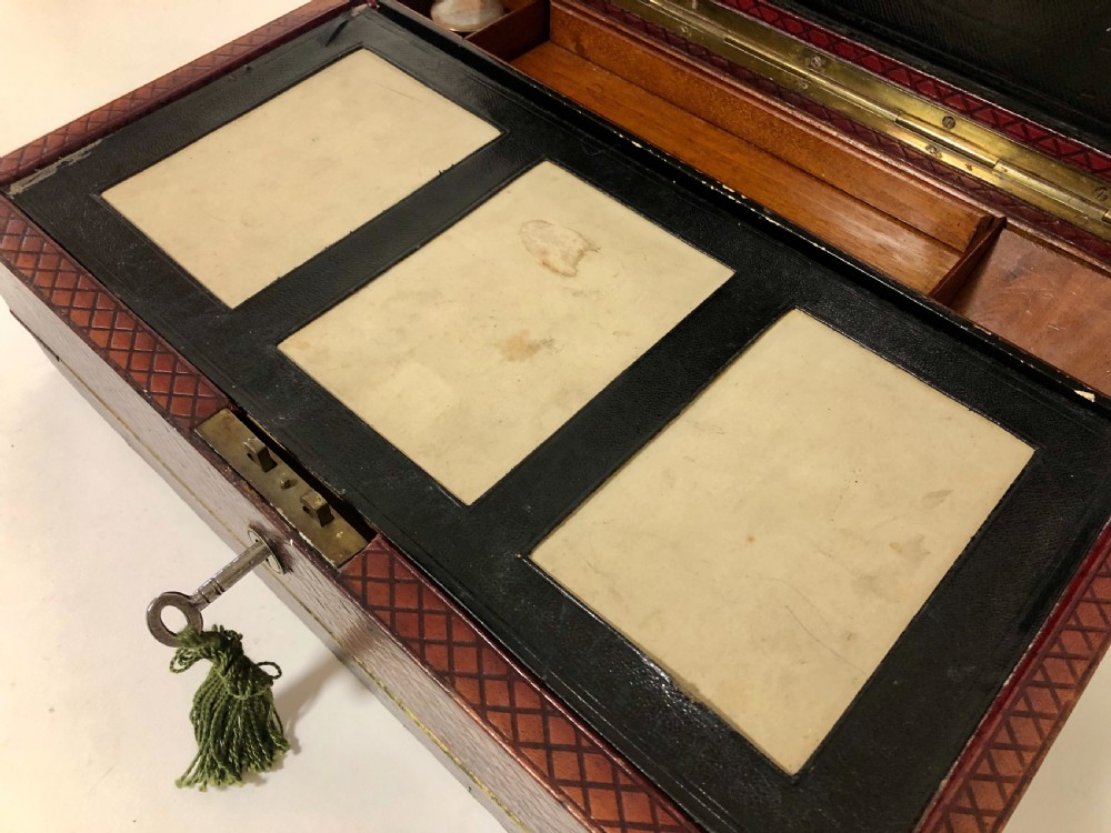 Antique Victorian Leather Writing Document Box View XIII