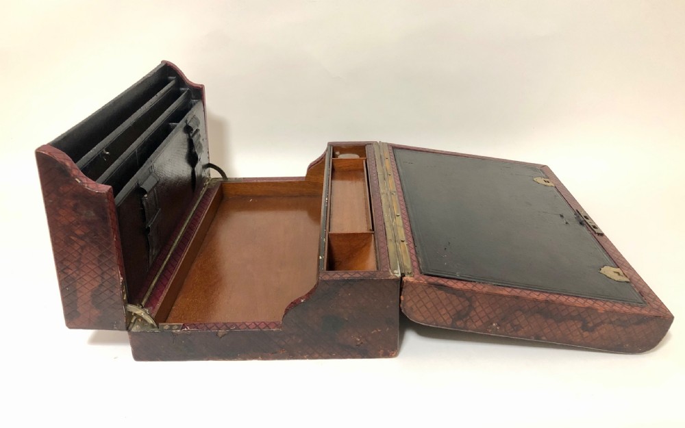 Antique Victorian Leather Writing Document Box View XIV