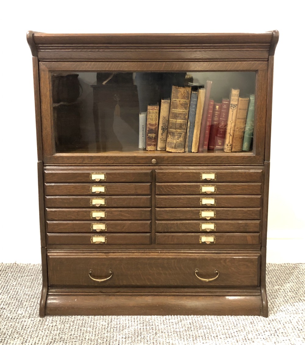 Antique Oak Stacking Filing Cabinet Bookcase