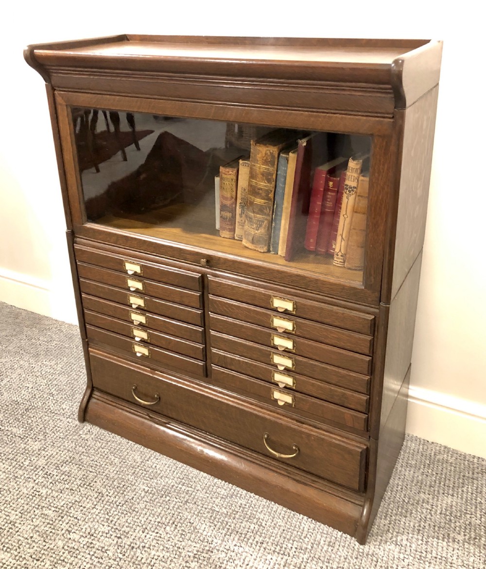 Antique Oak Stacking Filing Cabinet Bookcase View III