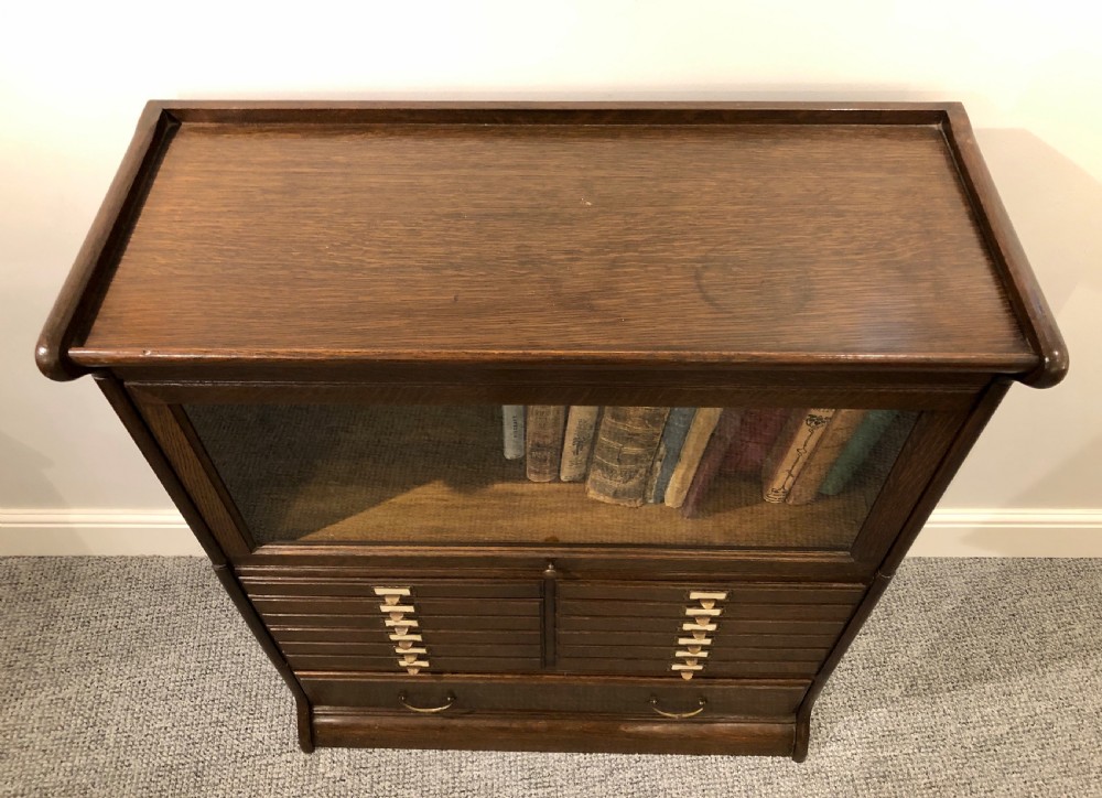 Antique Oak Stacking Filing Cabinet Bookcase View X